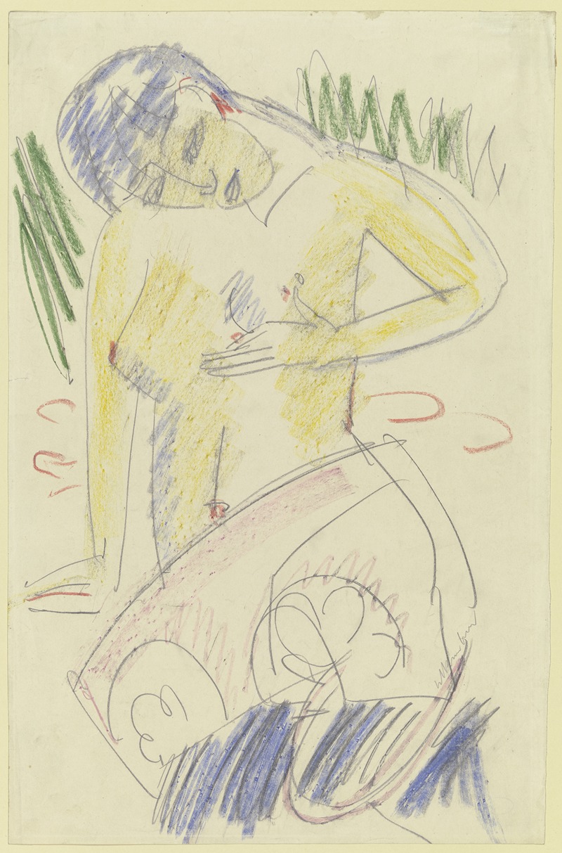 Ernst Ludwig Kirchner - Kniender weiblicher Halbakt