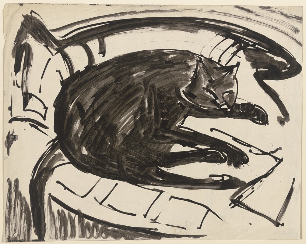 Ernst Ludwig Kirchner - Lying cat