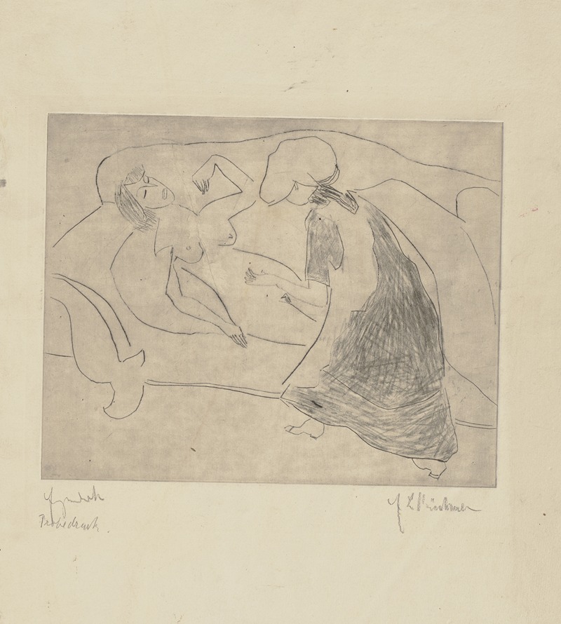 Ernst Ludwig Kirchner - Mädchen, einer anderen den Bauch frottierend