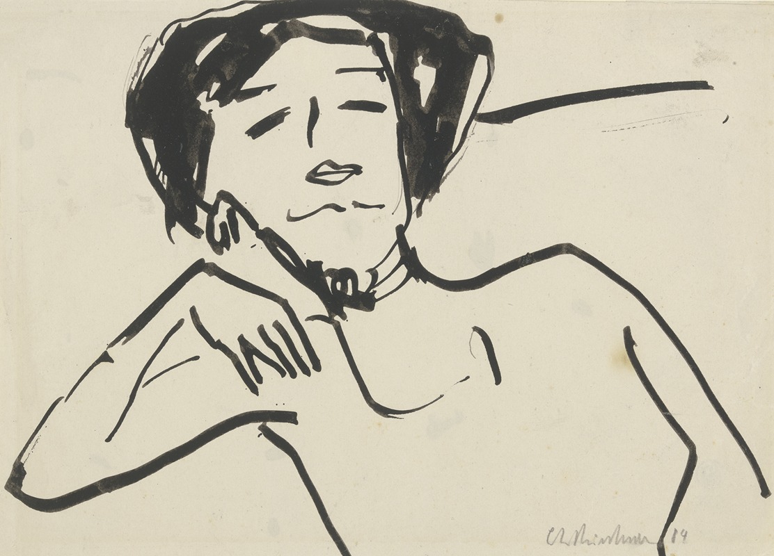 Ernst Ludwig Kirchner - Oberkörper einer Frau, zurückgelehnt