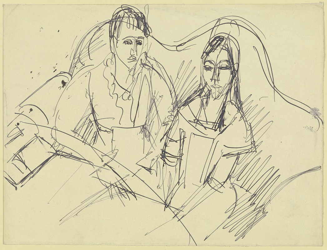 Ernst Ludwig Kirchner - Paar auf einem Sofa am Tisch