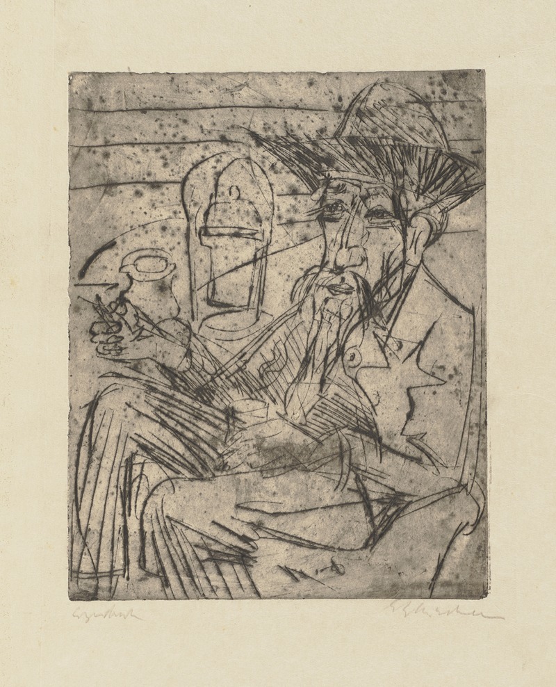 Ernst Ludwig Kirchner - Sitzender Alter mit Glas