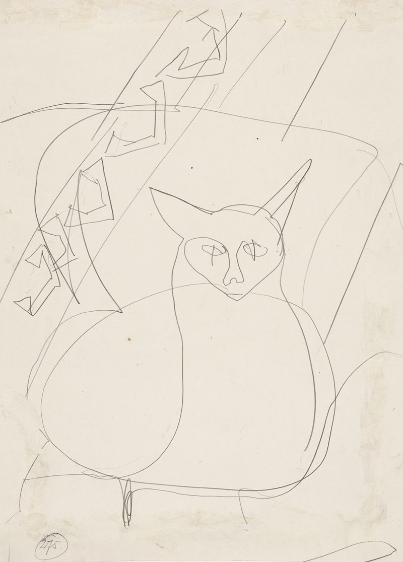 Ernst Ludwig Kirchner - Sketch of a lying cat