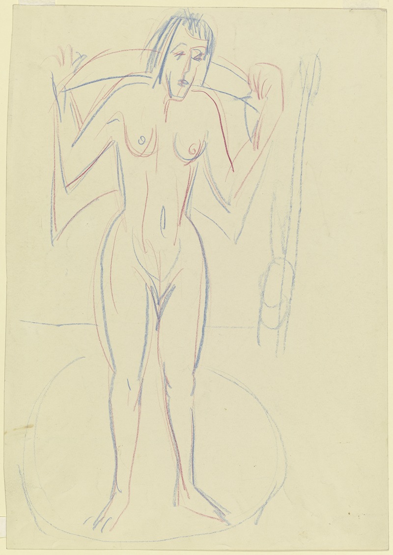 Ernst Ludwig Kirchner - Stehende Frau im Tub, sich abtrocknend