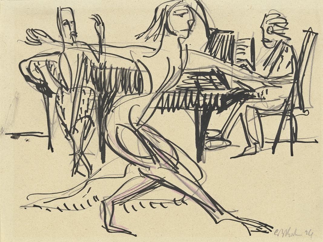 Ernst Ludwig Kirchner - Tänzerin vor einem Flügel