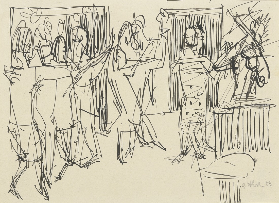Ernst Ludwig Kirchner - Vier tanzende Paare und Geiger