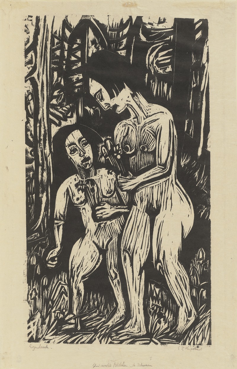 Ernst Ludwig Kirchner - Zwei nackte Mädchen mit Blumen
