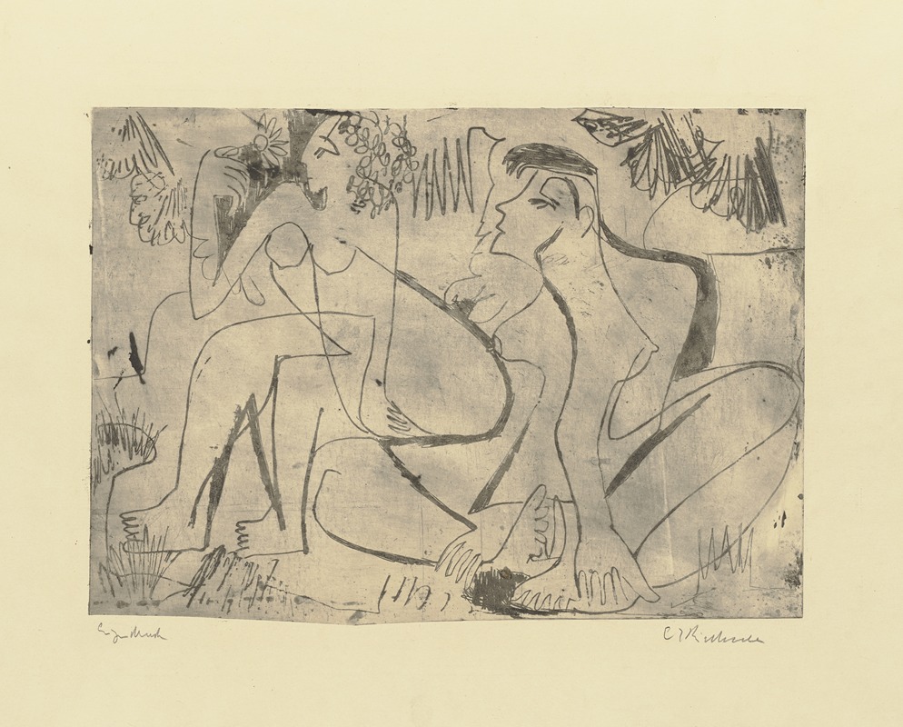 Ernst Ludwig Kirchner - Zwei sitzende Mädchen im Freien