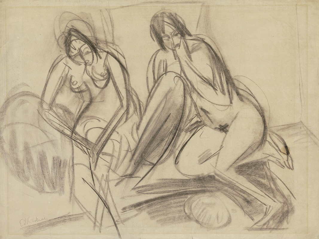 Ernst Ludwig Kirchner - Zwei sitzende weibliche Akte