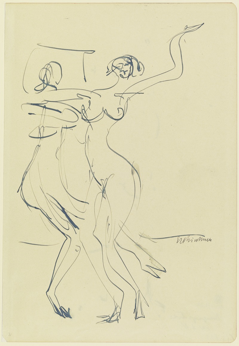 Ernst Ludwig Kirchner - Zwei tanzende nackte Frauen