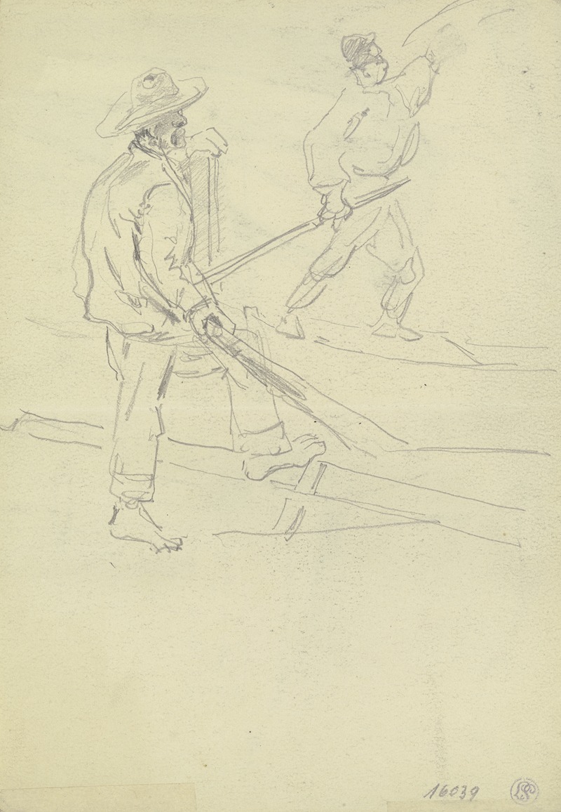 Friedrich Ernst Morgenstern - Study sheet; Two fishermen