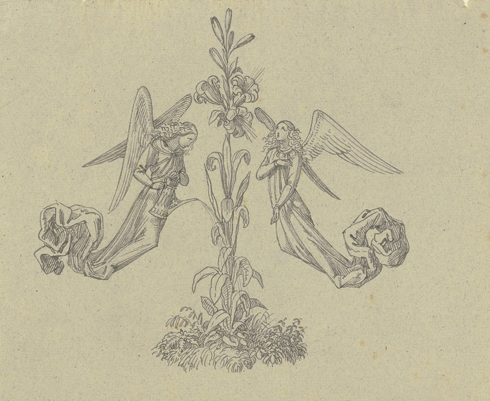 Ferdinand Fellner - Dekorativer Buchschmuck (zwei Engel mit Lilie)