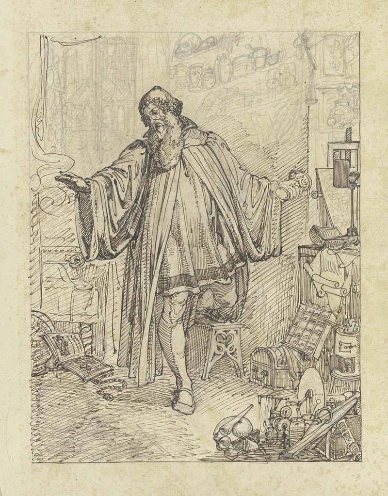 Ferdinand Fellner - Faust in seiner Studierstube, mit dem Giftbecher in seiner Rechten