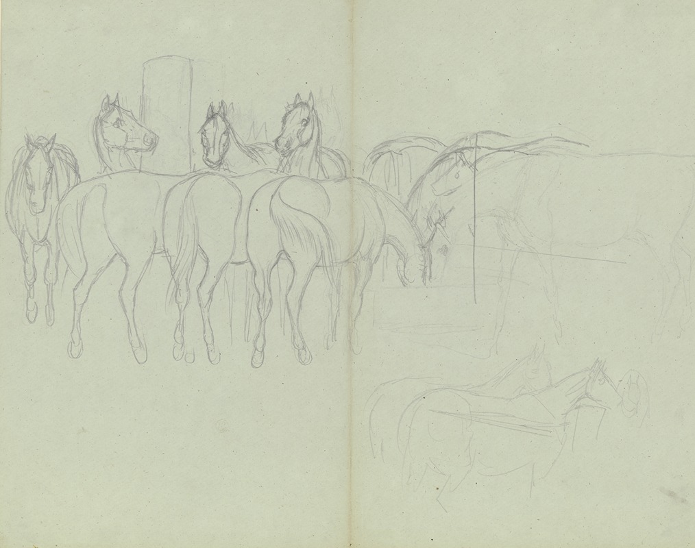 Ferdinand Fellner - Herd of horses, grazing