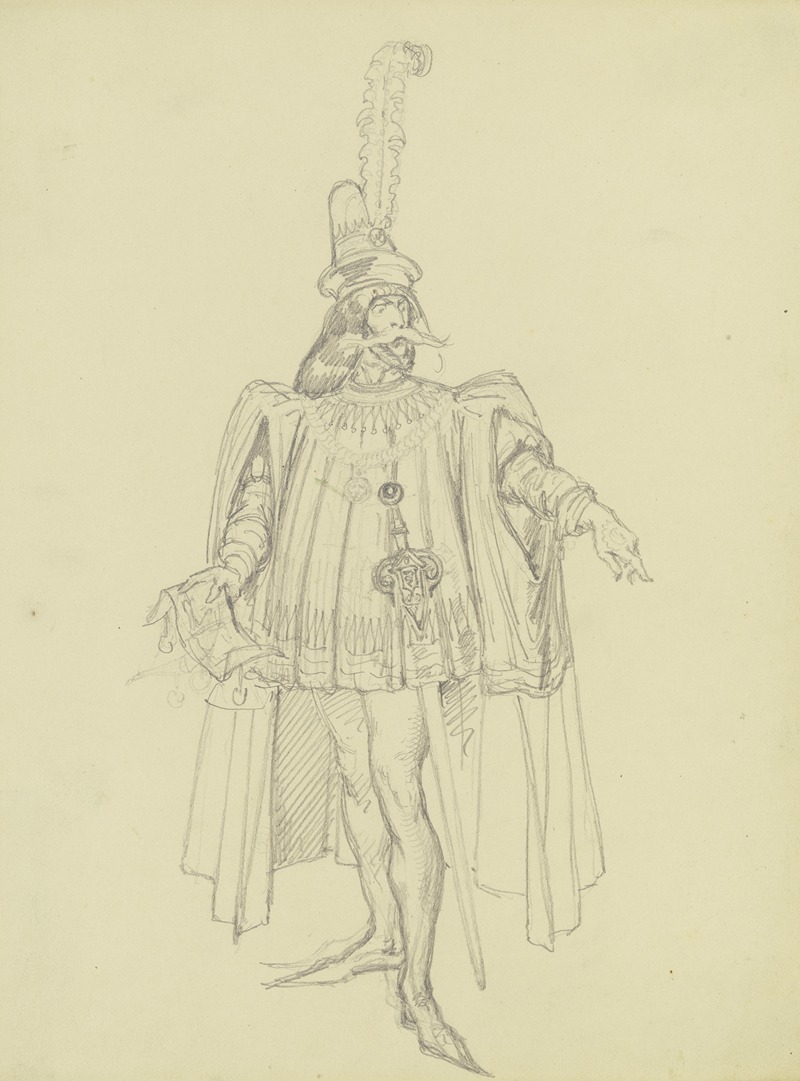 Ferdinand Fellner - Kostümfigur, ein Pergament haltend