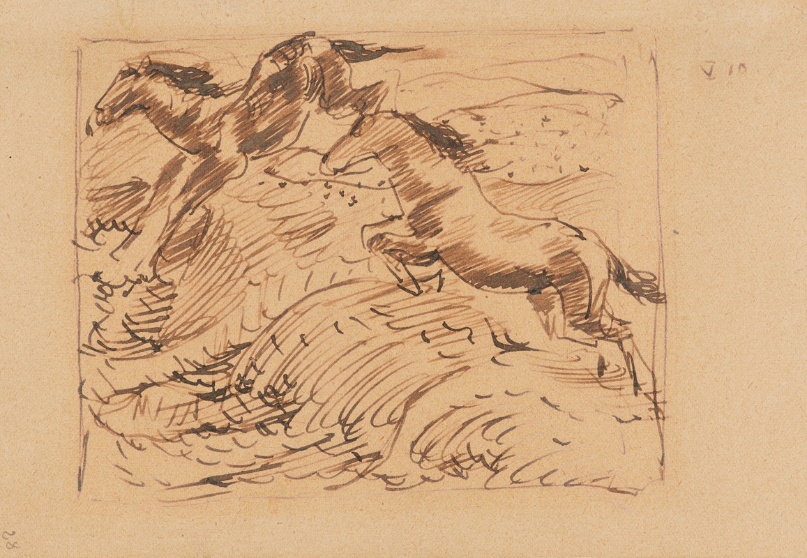 Franz Marc - Springende Pferde, Kompositionsentwurf
