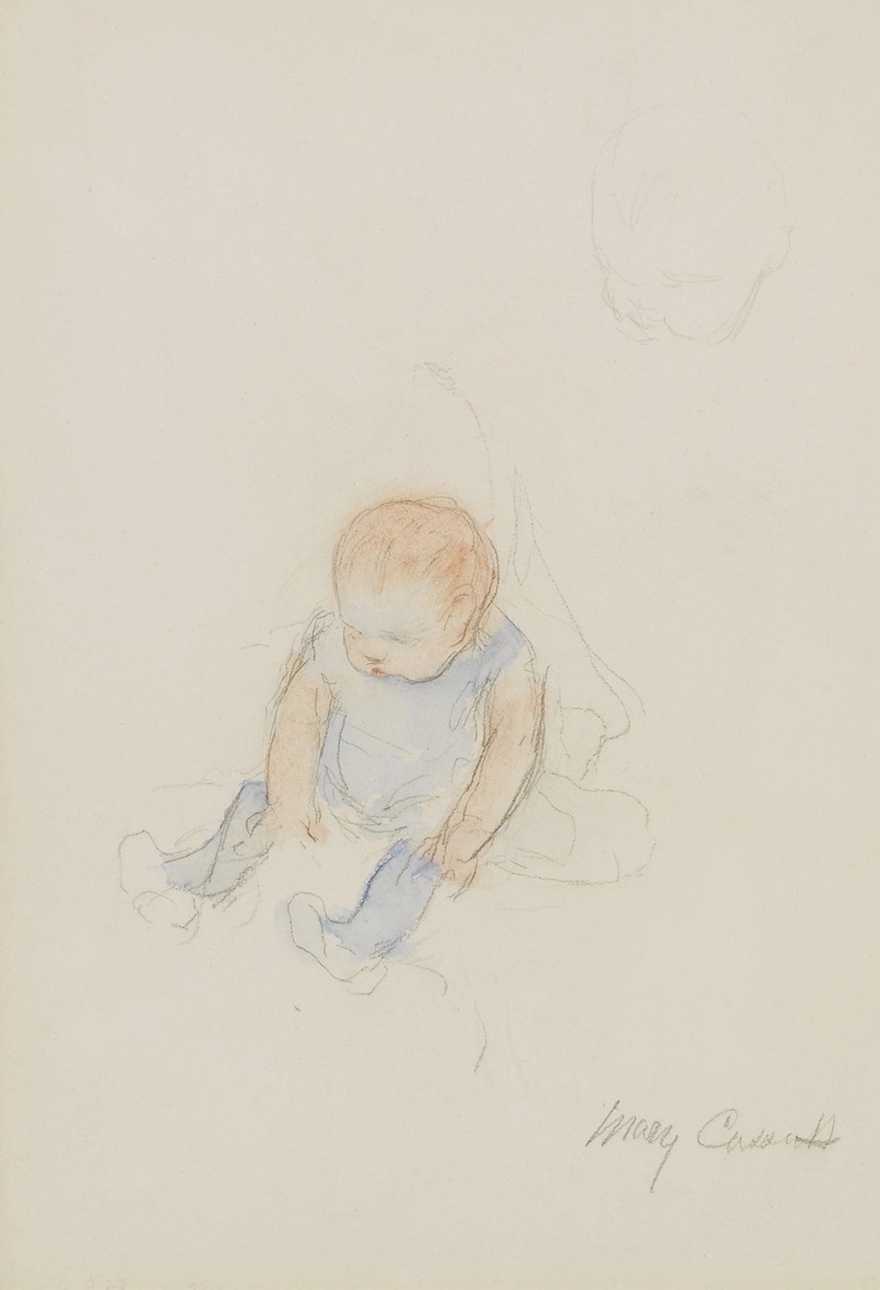 Mary Cassatt - Baby in Blue Dress with Red Hair