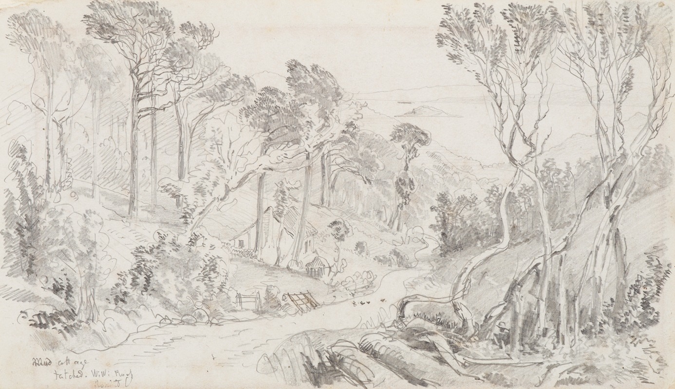 Nicholas Chevalier - View of a mud cottage on the road to an unknown bay