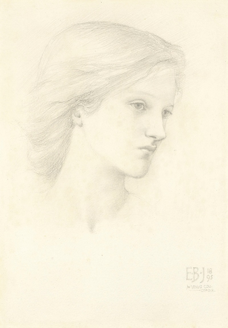 Sir Edward Coley Burne-Jones - Female head study for the first of the Three Graces in ‘Venus Concordia’