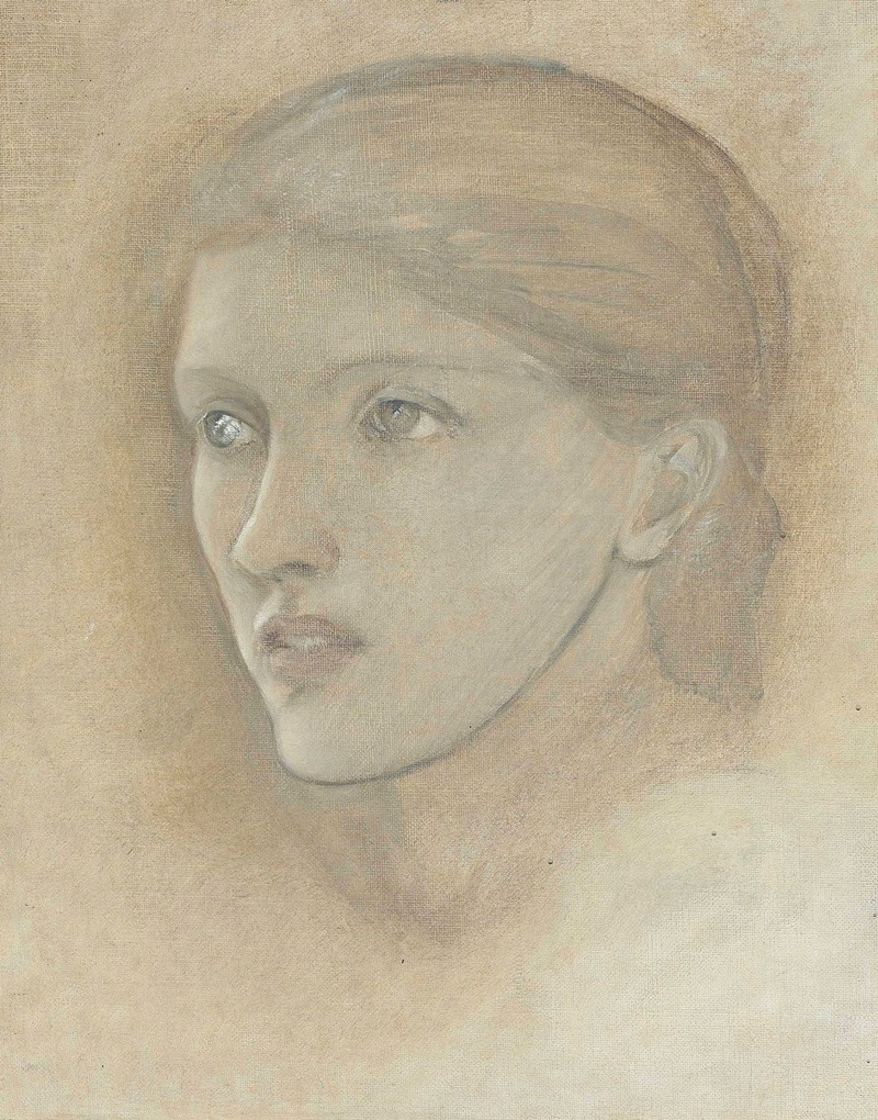 Sir Edward Coley Burne-Jones - Female head study, looking to the right, for ‘The Golden Stairs’