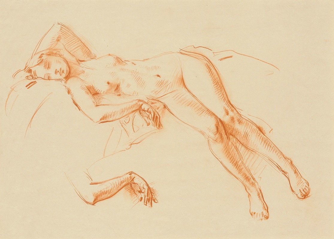 Wilfrid Gabriel de Glehn - A reclining nude with a subsidiary study of arm
