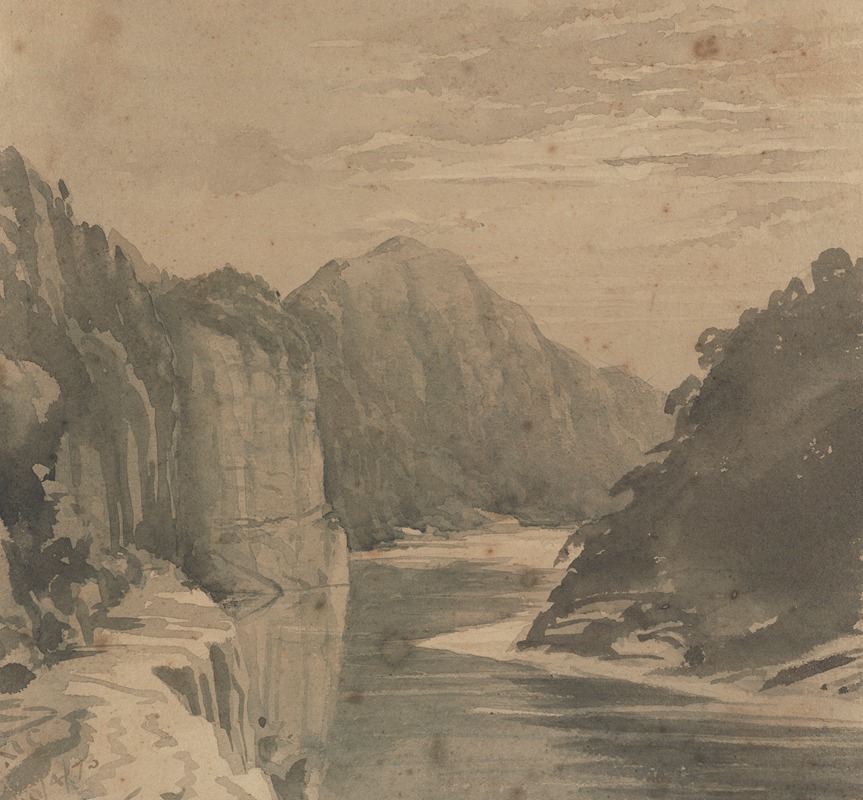 William Marshall Cooper - Hawks Crag, Buller River by moonlight