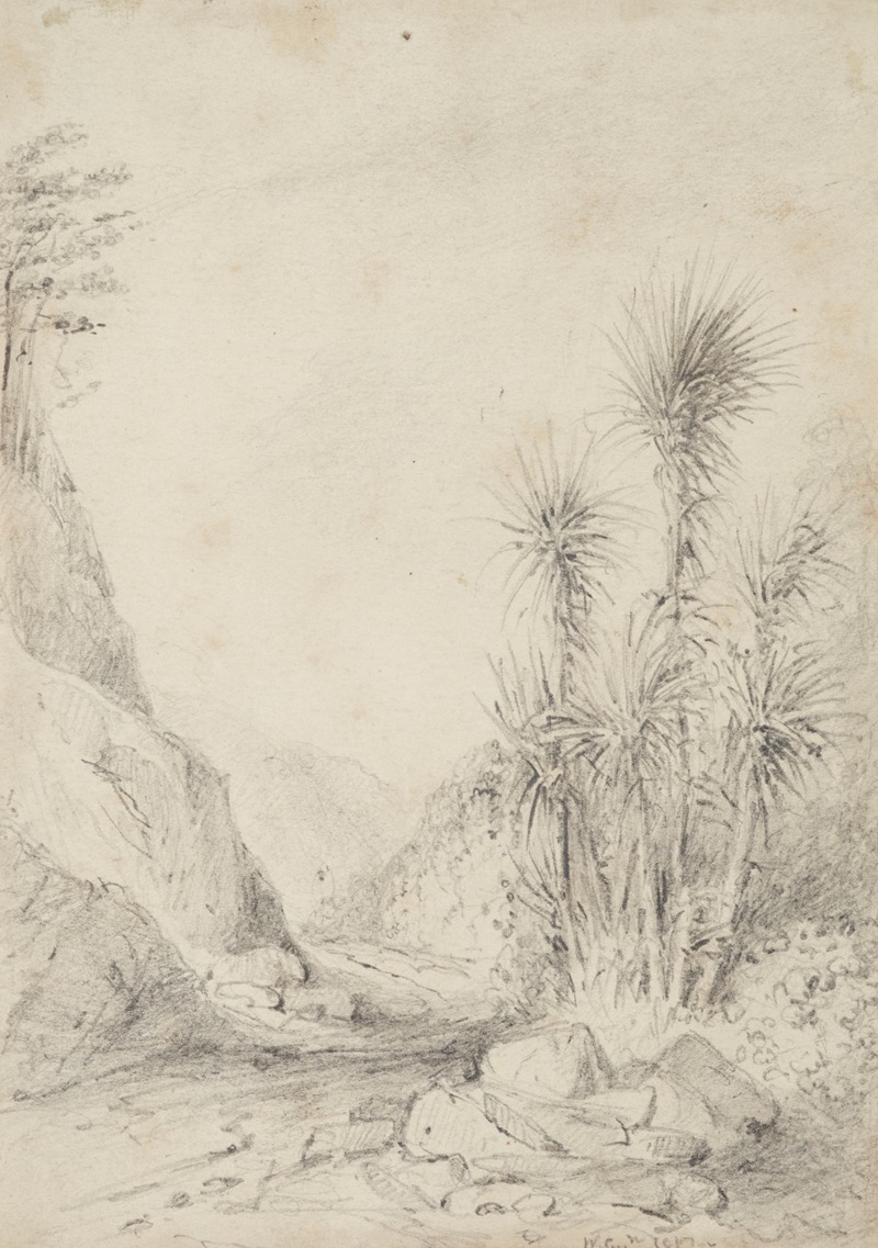 William Swainson - Termination of the second gorge,looking back, Upper Hutt