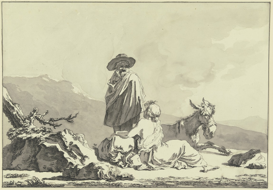 Francesco Londonio - Hirte und Hirtin bei einem Esel