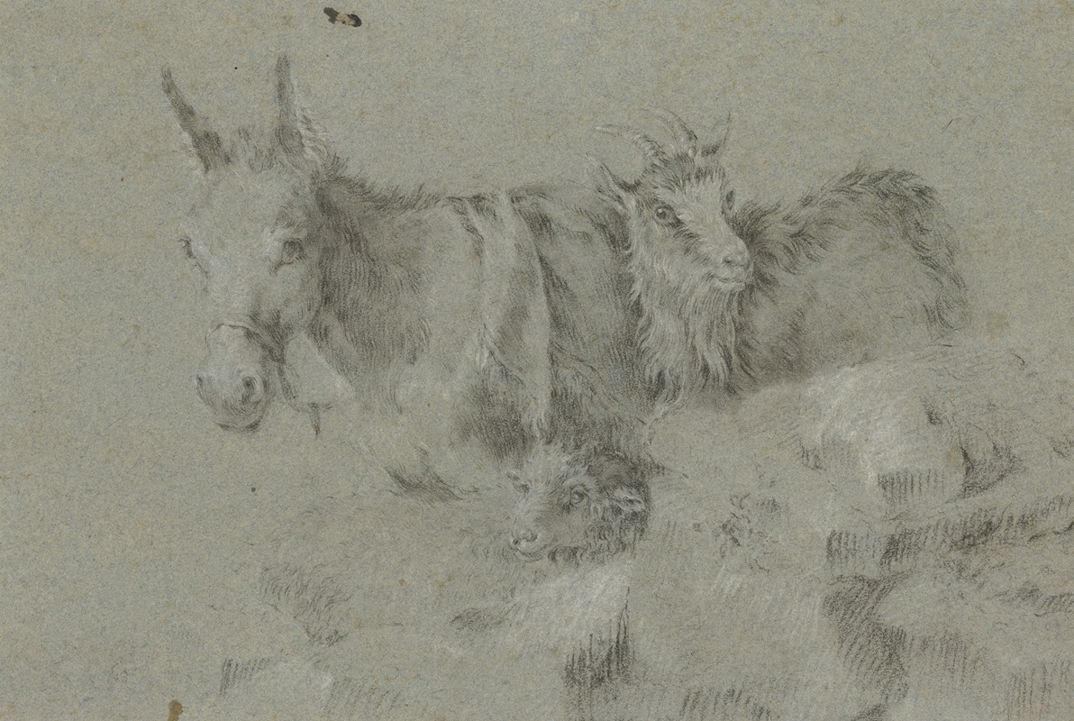 Francesco Londonio - Ein Esel, ein Schaf und eine Ziege nach links