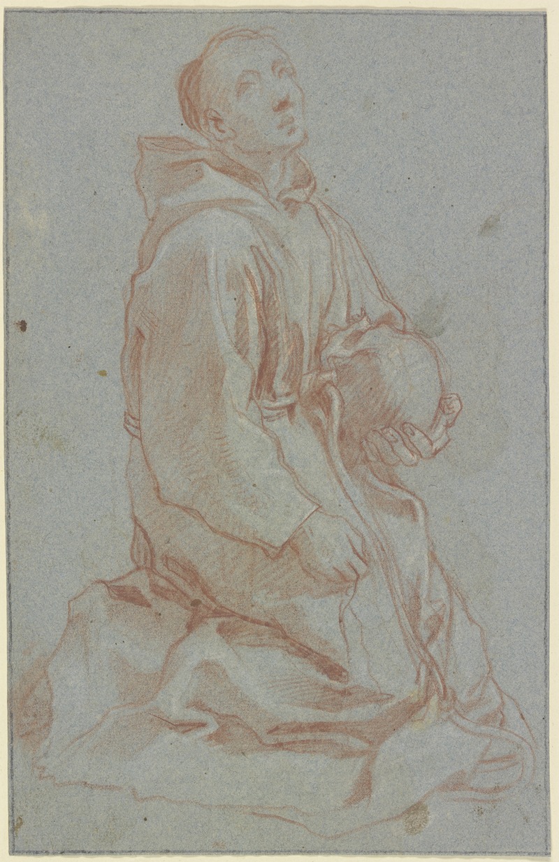 Francesco Vanni - Kniender Mönch, von einem Totenschädel in seiner Linken aufblickend