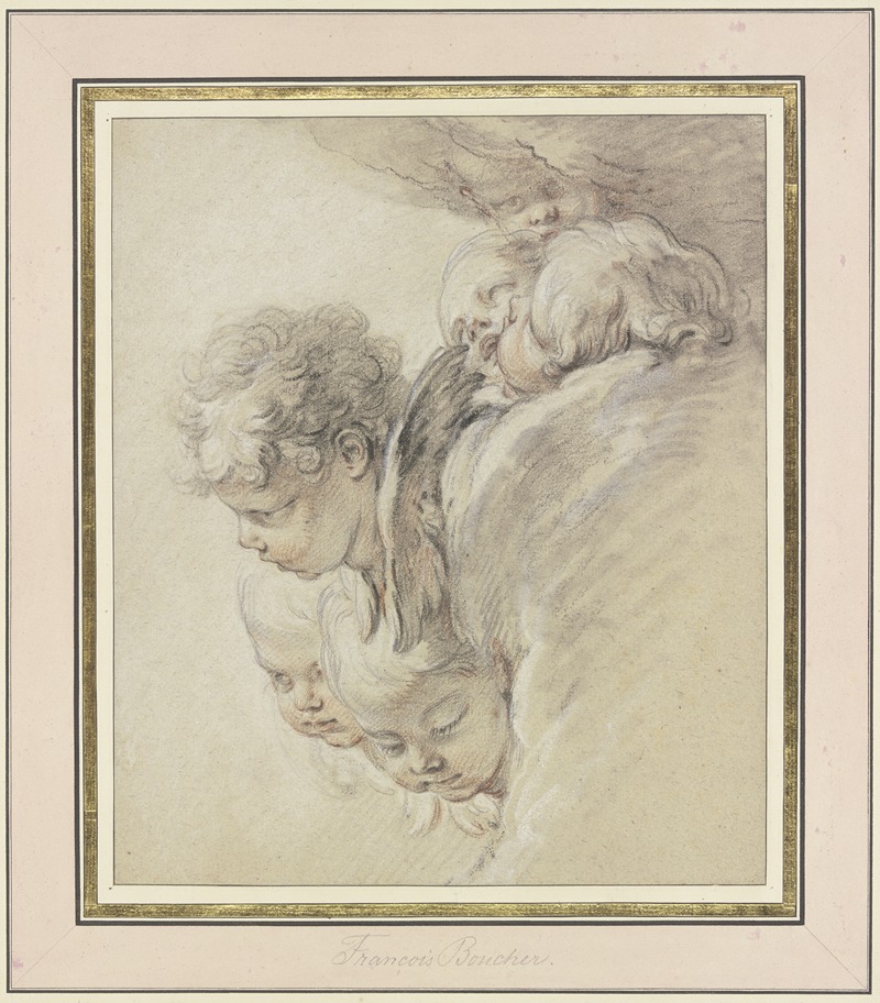 François Boucher - Engelsköpfe in Wolken (Geburt Christi)