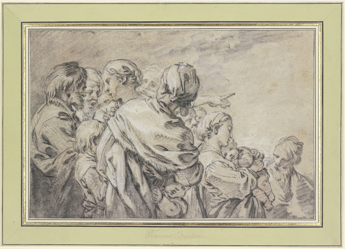 François Boucher - Halbfigurengruppe mit Männern und Frauen mit Kindern