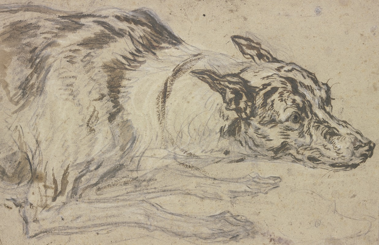Frans Snyders - Gefleckter Hundekopf mit Vorderpfoten