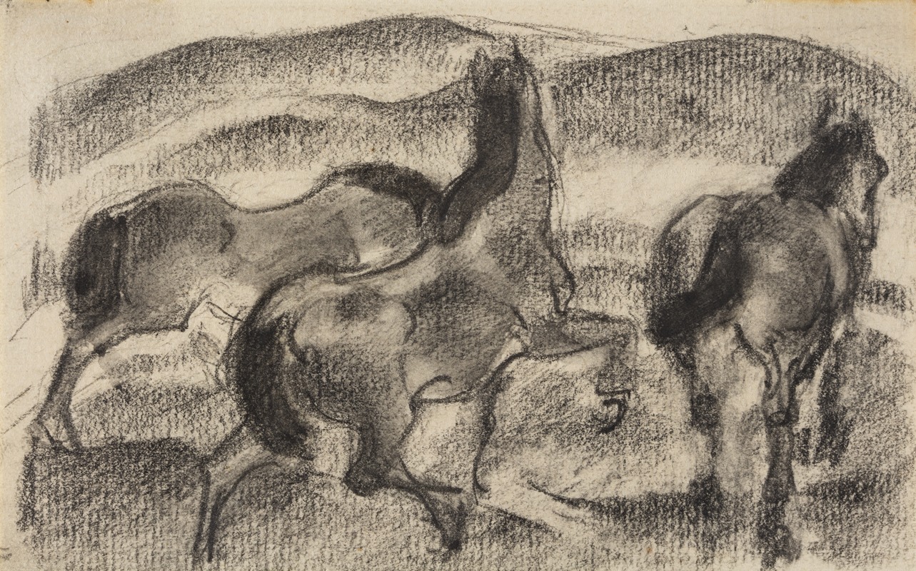 Franz Marc - Three Horses in a Hilly Landscape