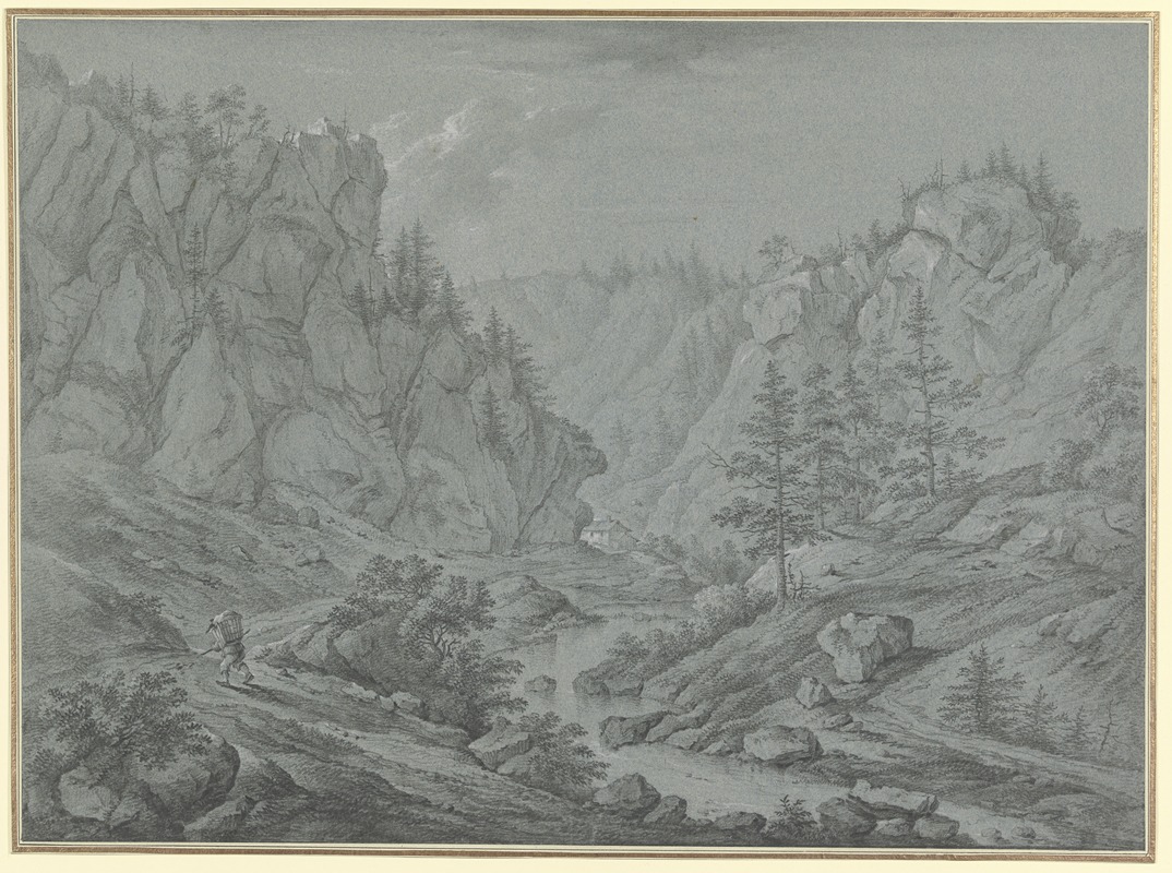Franz Schütz - Felsiges Tal mit hohen Tannen (Martinet de Roches)