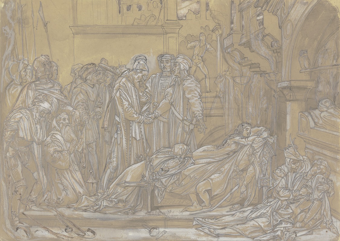 Frederic Leighton - Die Versöhnung der Familien Montague und Capulet im Angesicht der Leichen von Romeo und Julia