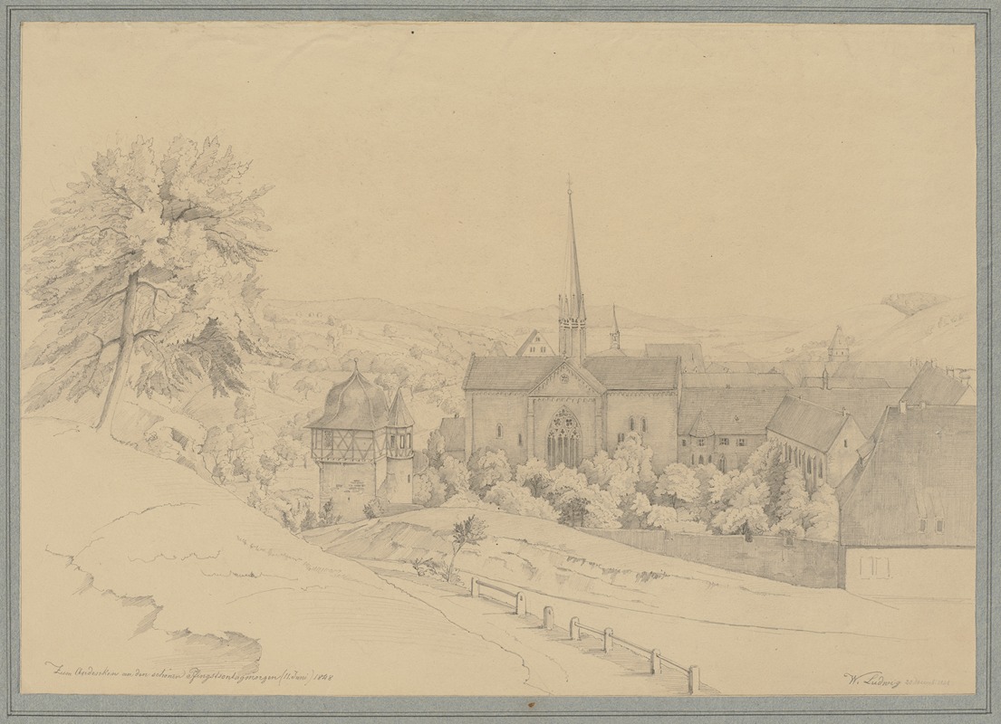 Friedrich Wilhelm Ludwig - Blick auf Kloster Maulbronn, links der Faustturm