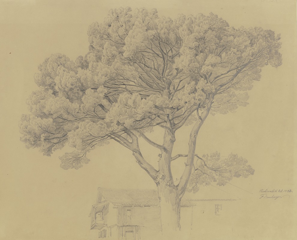 Fritz Bamberger - Baum bei einem Haus in Peschiera del Garda