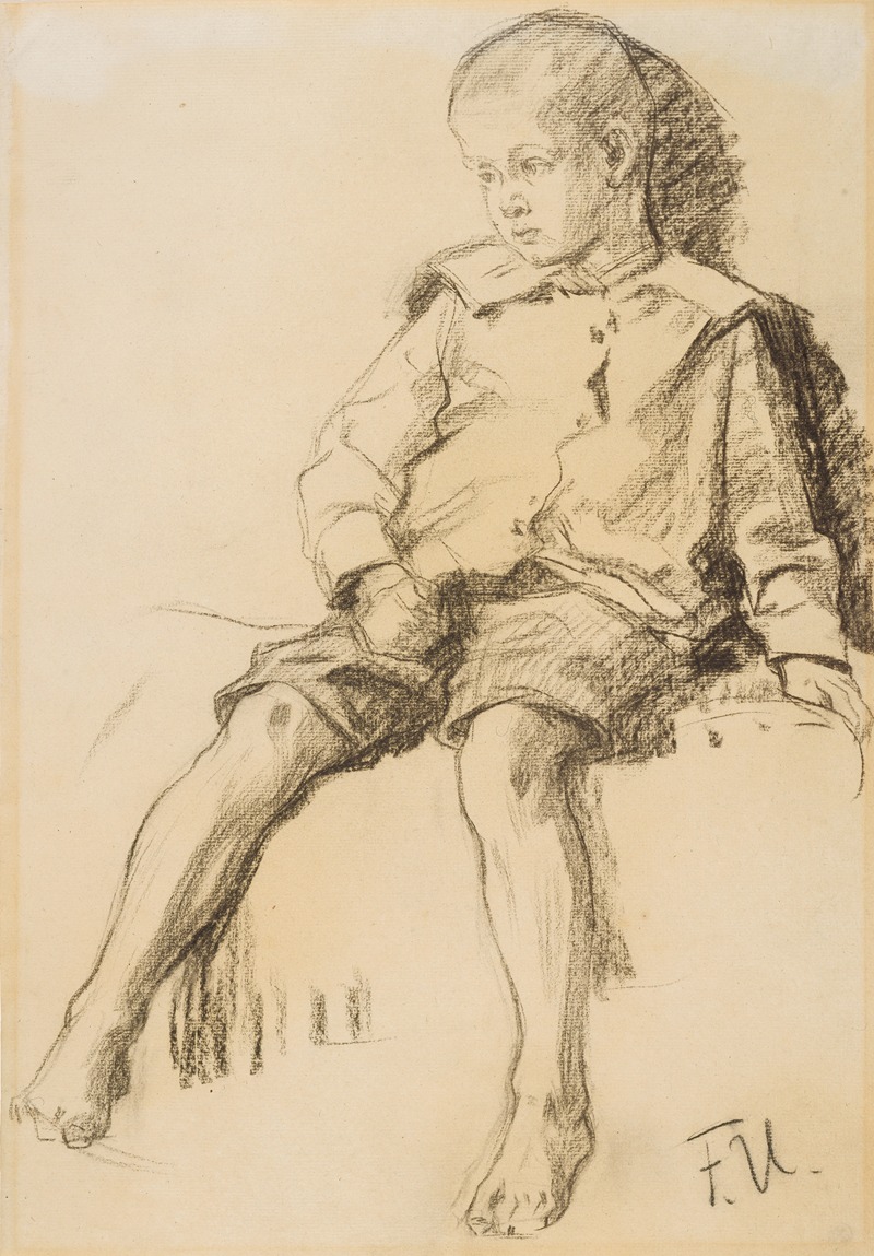 Fritz von Uhde - Sitzender Junge mit nackten Beinen