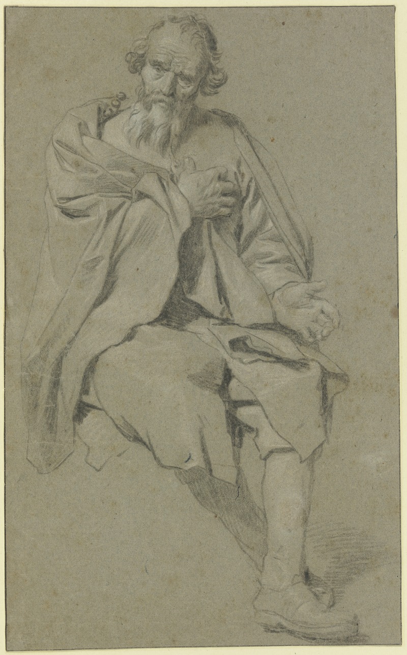 Gabriel Metsu - Bärtiger Mann sitzend nach rechts, die Rechte auf die Brust gelegt