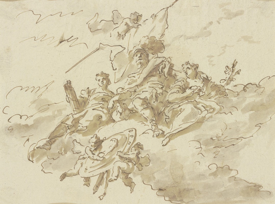Gaspare Diziani - Allegorische Figurengruppe auf Wolken.