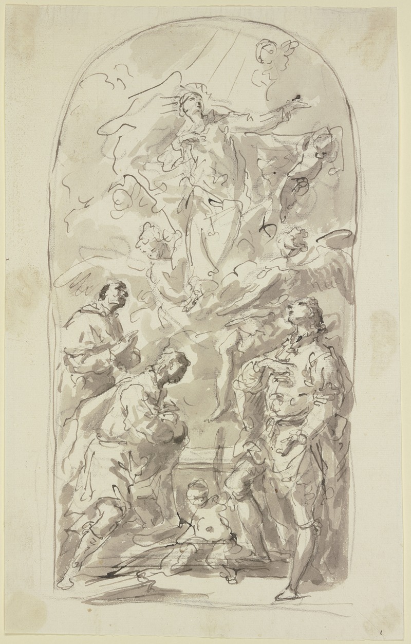 Gaspare Diziani - Himmelfahrt Mariens mit den Heiligen Gervasius, Protasius und Karl Borromäus