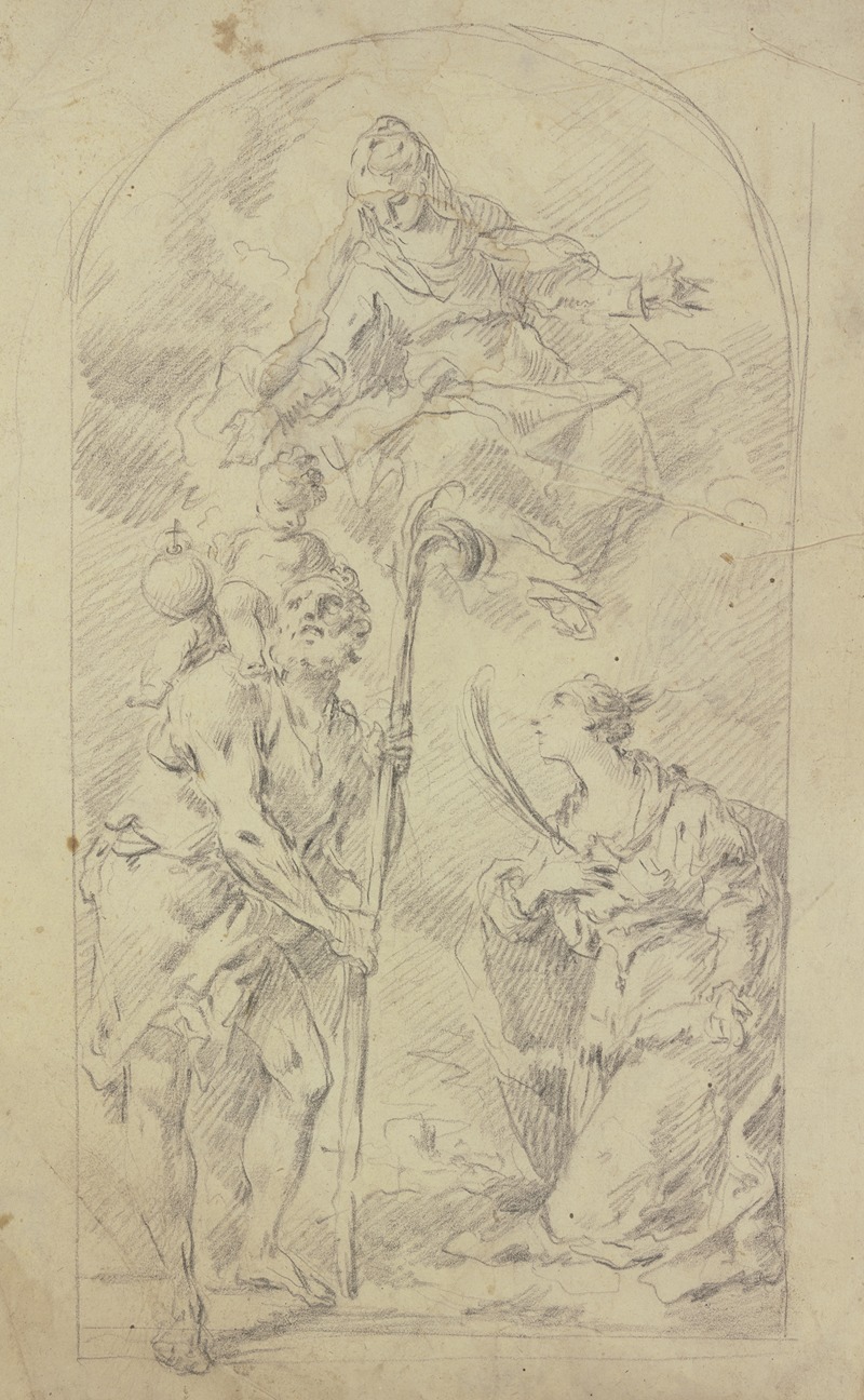 Gaspare Diziani - Maria auf Wolken mit dem Heiligen Christophorus und einer Heiligen