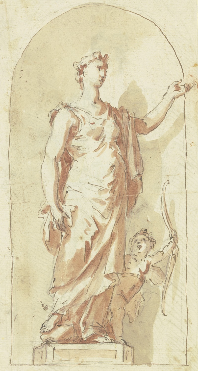 Gaspare Diziani - Venus mit Cupido (Scheinskulptur)