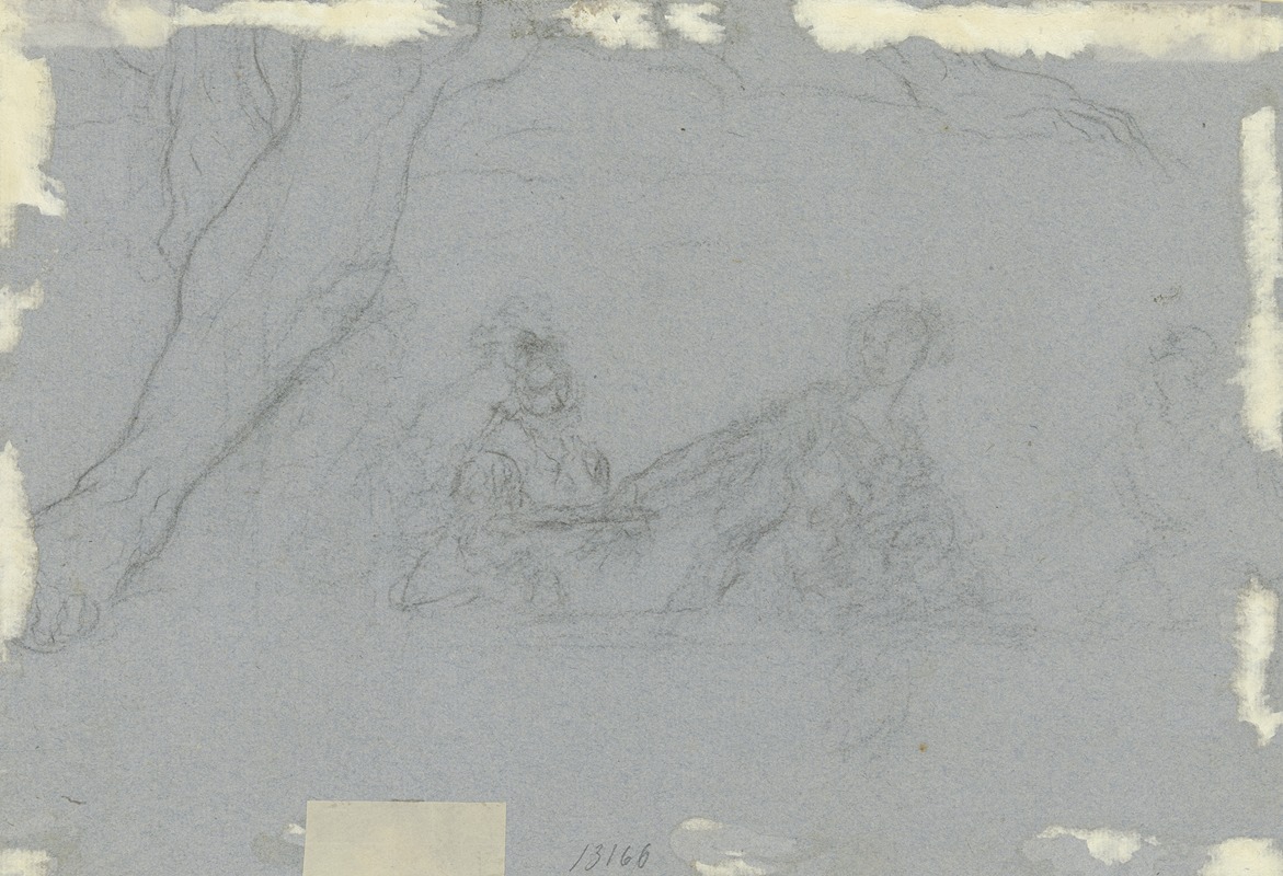 Gaspare Diziani - Zwei Frauenfiguren und das Fragment eines lagernden männlichen Aktes