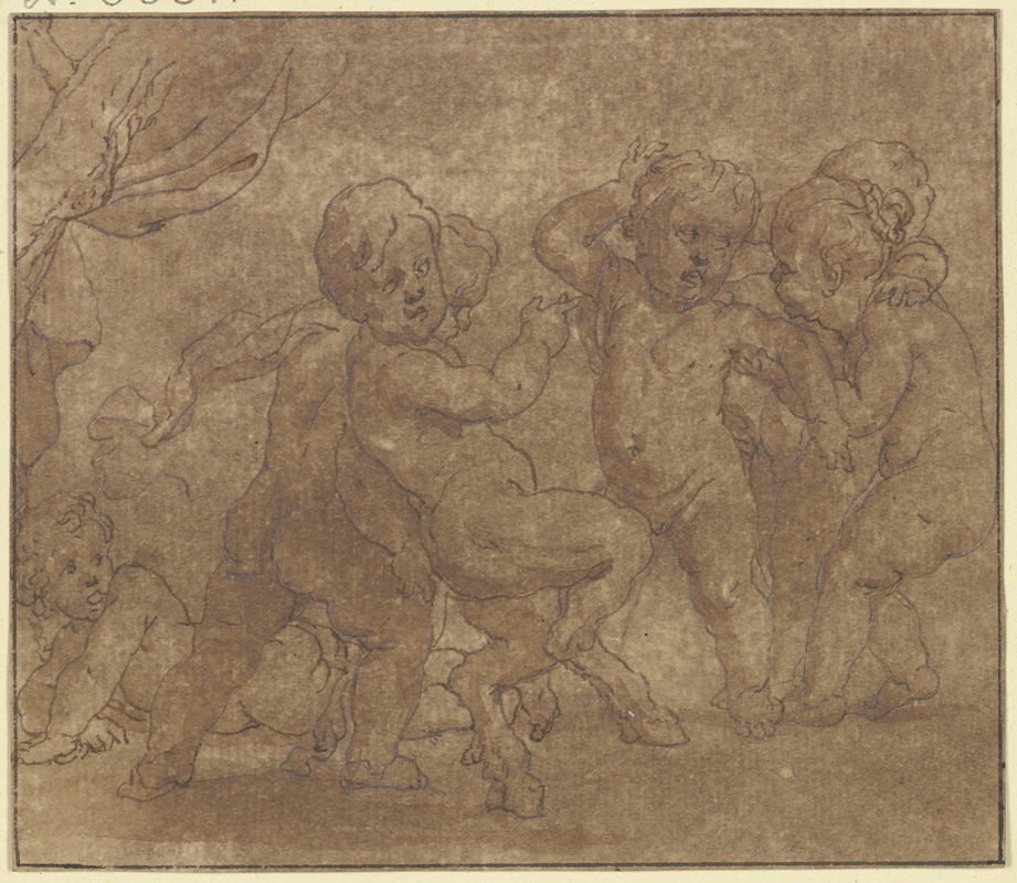Gerard de Lairesse - Sechs tanzende nackte Kinder, eines davon hat Ziegenfüße