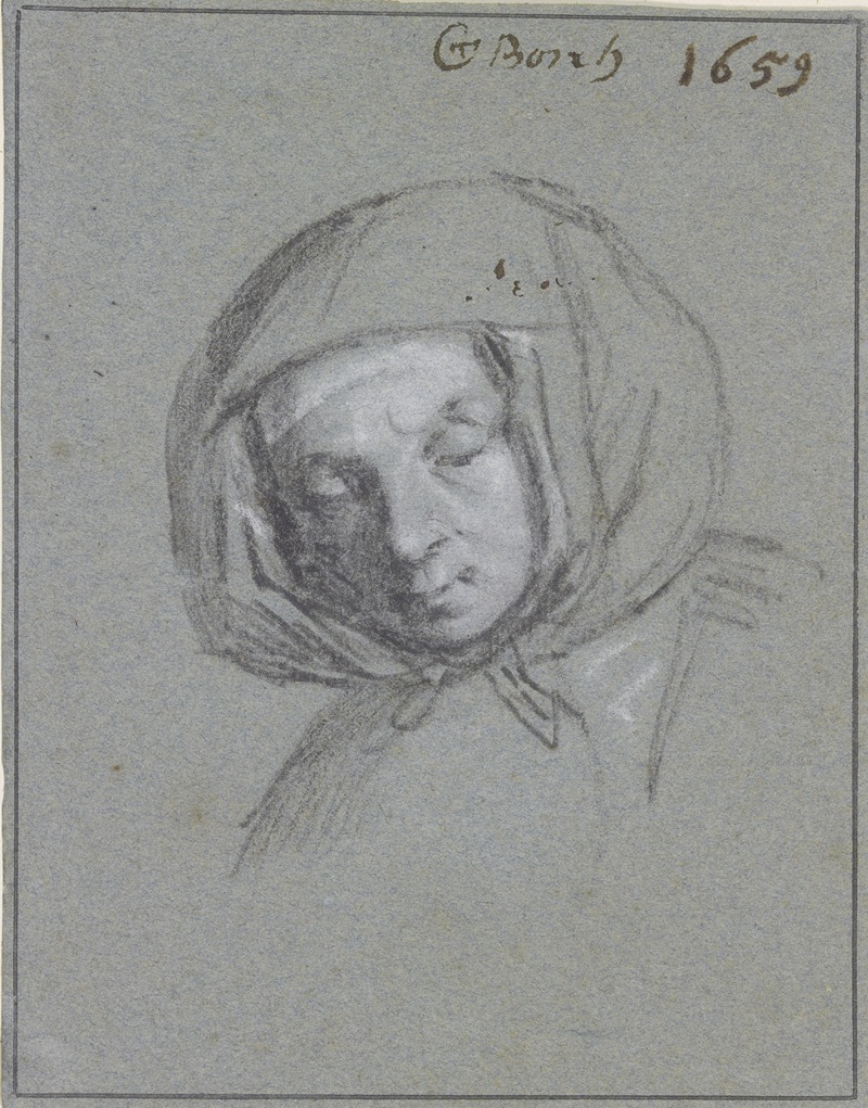 Gerard ter Borch - Frauenkopf mit einem Kopftuch