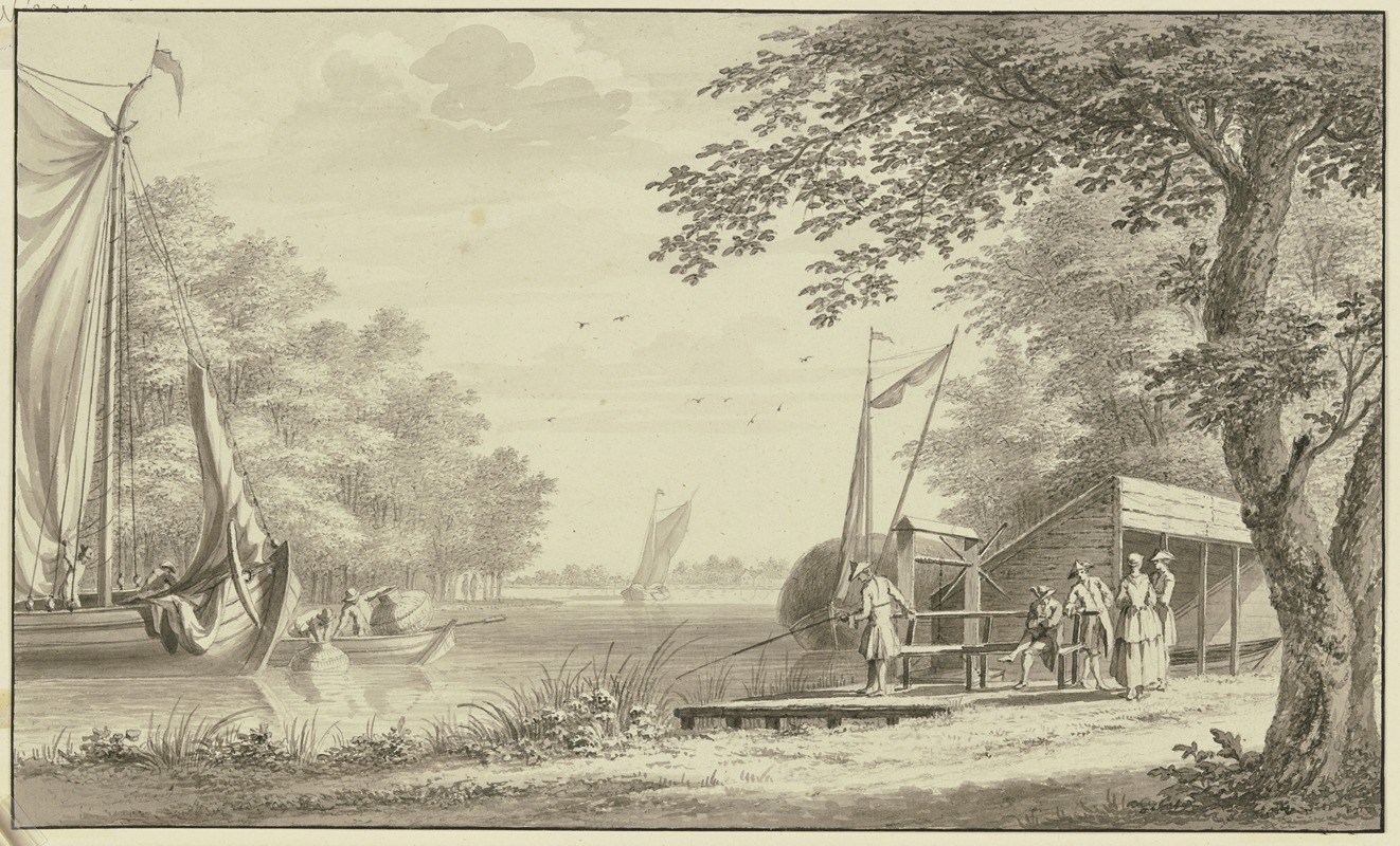 Gerard van Rossum - Landschaft mit Fluss und Fischern
