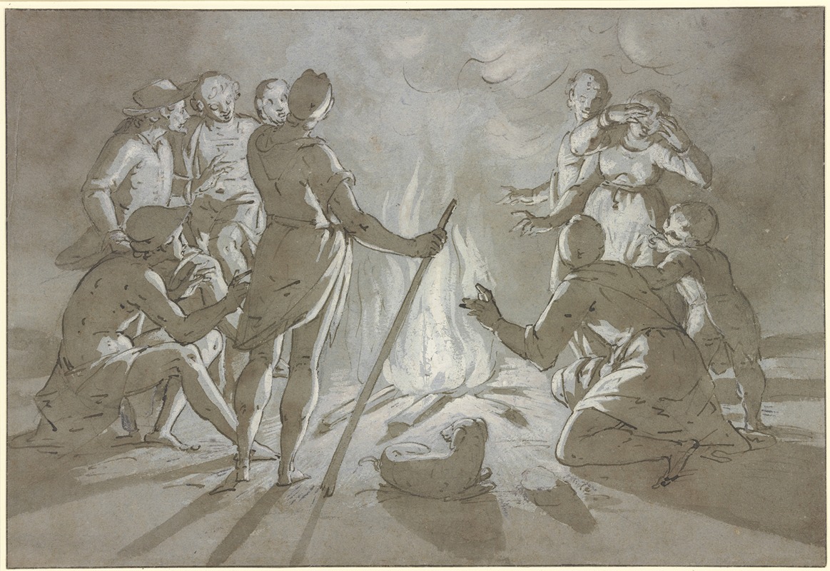 Giovanni Battista Paggi - Gesellschaft an einem nächtlichen Feuer