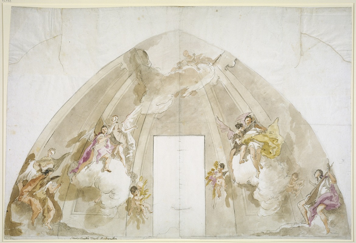 Giovanni Battista Tiepolo - Singing and Music-Making Angels; Preparatory drawing for the ceiling of Udine Cathedral